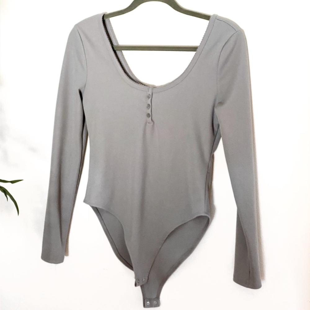 Gray Long-sleeve bodysuit
